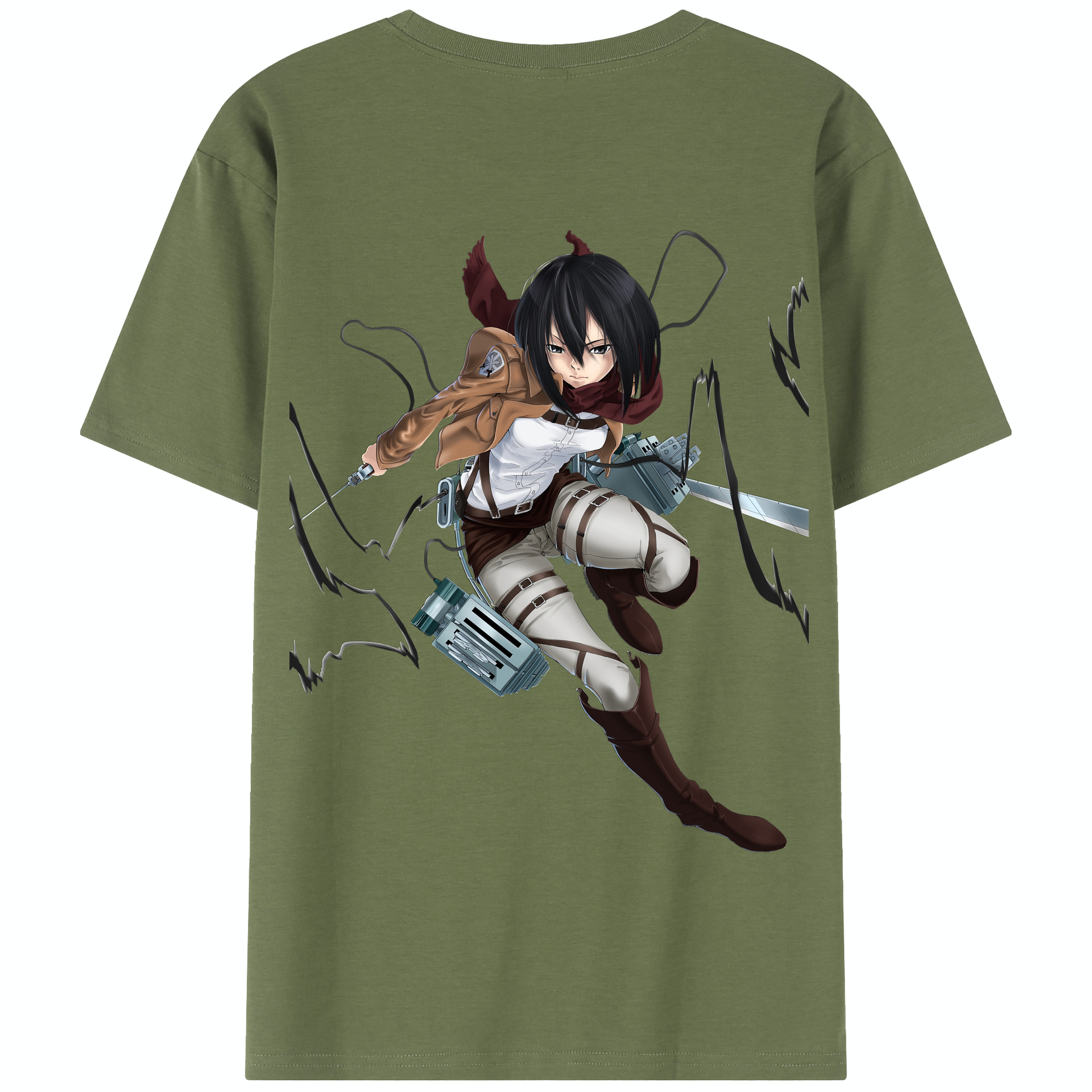 （画像用） 進撃の巨人 ミカサ·アッカーマン Attack on Titan Mikasa Ackerman 綿100％半袖Tシャツ（背面プリント）